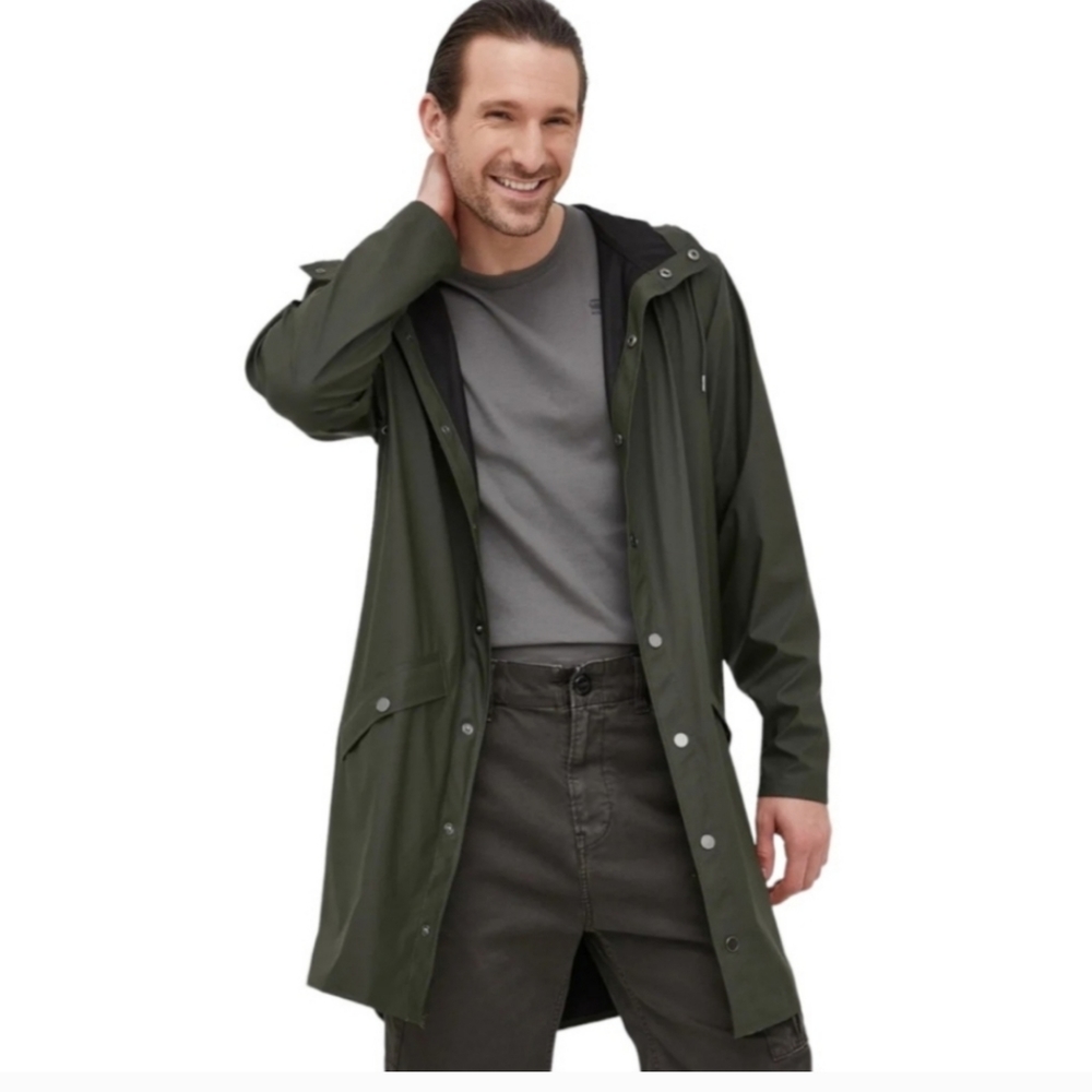 Rains Jacket Long Evergreen Raincoat Unisex NWT - Picture 2 of 10